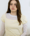 Letters Square Neck Puff Sleeve T-Shirt