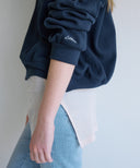 Letters V-Neck Waffle Sweatshirt