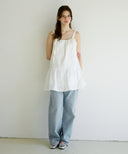 Letters Strap Shirring Dress