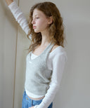 Letters Hairy Bustier Wool Knit