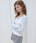 Letters Frill Label Halter Neck Top