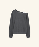 Duet Lace Layered One-Shoulder Sweatshirt