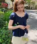 Noir Shirring Flare Blouse