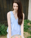 Timo Shirring Wrap Check Blouse