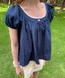 Noir Shirring Flare Blouse