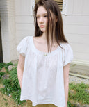 Noir Shirring Flare Blouse