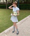 Aila Pintuck Lace Shirt Dress