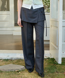 [SET] Mauve Skirt Layered Slacks