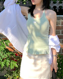 Letters Frill Label Halter Neck Top