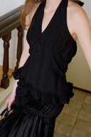 Punching Lace Halterneck Sleeveless