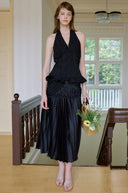 Punching Lace Halterneck Sleeveless