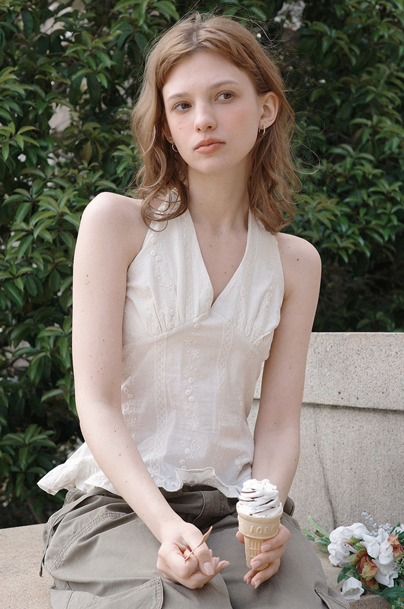 Punching Lace Halterneck Sleeveless – LETTER FROM MOON