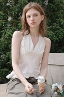 Punching Lace Halterneck Sleeveless