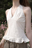 Punching Lace Halterneck Sleeveless