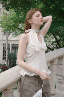 Punching Lace Halterneck Sleeveless