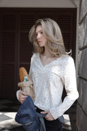 V-Neck Lace Wrap T-Shirt