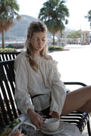 Leaf One-Shoulder Frill Blouse