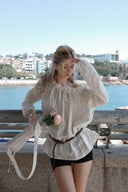 Leaf One-Shoulder Frill Blouse