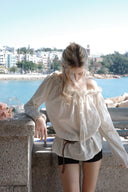 Leaf One-Shoulder Frill Blouse