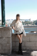 Leaf One-Shoulder Frill Blouse