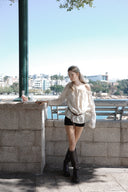 Leaf One-Shoulder Frill Blouse