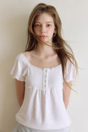 Sorbet Square Neck Lace Short Sleeve T-shirt