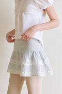 [White/Sky Blue M 6月上旬予約販売] River Lace Flare Skirt