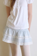 [White/Sky Blue M 6月上旬予約販売] River Lace Flare Skirt