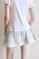 [White/Sky Blue M 6月上旬予約販売] River Lace Flare Skirt