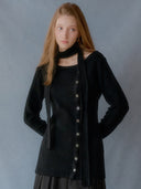 [Scarf Set] Layered Wool Knit Dress