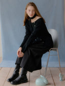 [Scarf Set] Layered Wool Knit Dress