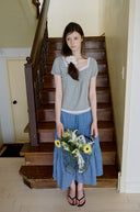 Sorbet Square Neck Lace Short Sleeve T-shirt