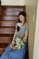Sorbet Square Neck Lace Short Sleeve T-shirt