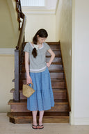Sorbet Square Neck Lace Short Sleeve T-shirt