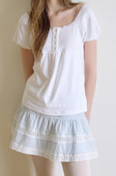 Sorbet Square Neck Lace Short Sleeve T-shirt