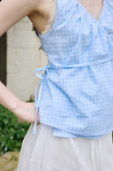 Timo Shirring Wrap Check Blouse