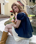Noir Shirring Flare Blouse
