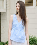 Timo Shirring Wrap Check Blouse