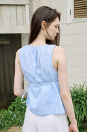 Timo Shirring Wrap Check Blouse