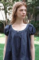 Noir Shirring Flare Blouse