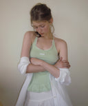 Letters Frill Label Halter Neck Top