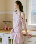 Ribbon Tie Asymmetric Dress