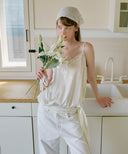 Satin Lace Strap Sleeveless