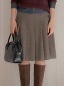 Button Midi Pleated Wool Skirt