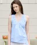 Timo Shirring Wrap Check Blouse