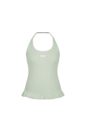 Letters Frill Label Halter Neck Top