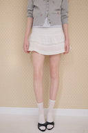 [White/Sky Blue M 6月上旬予約販売] River Lace Flare Skirt