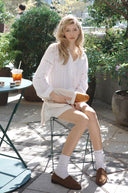[White/Sky Blue M 6月上旬予約販売] River Lace Flare Skirt